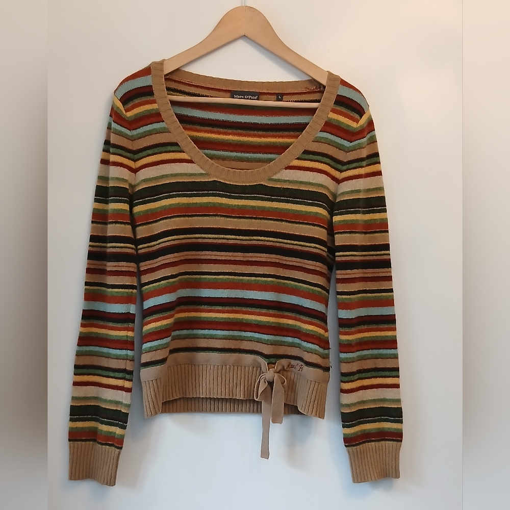 Marc O'Polo Large Women's Striped Multicolor Scoop Neck Sweater